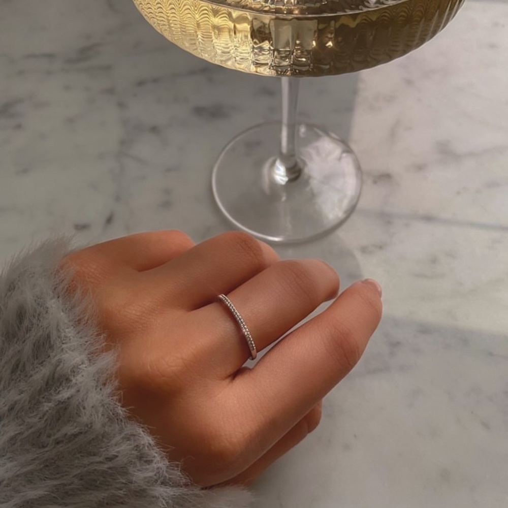 Delicate Pave Diamond Stacking Ring - image 2